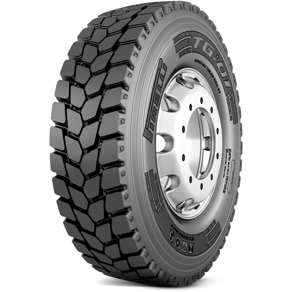 Etiqueta de eficiência do pneu Pirelli 295/80R22.5 com indicadores de resistência ao rolamento, frenagem no molhado e ruído externo