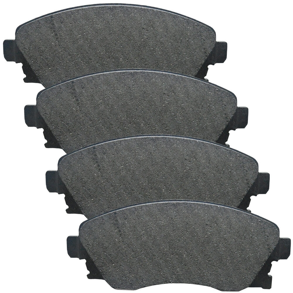 Quatro pastilhas de freio pretas alinhadas, mostrando superfície texturizada para Citroen C4