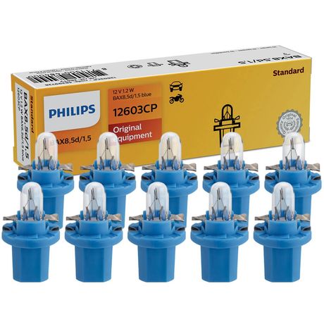 10 Lâmpada Philips Standard Base Plástica 1.2w 12v BAX8,5d/1,5 blue