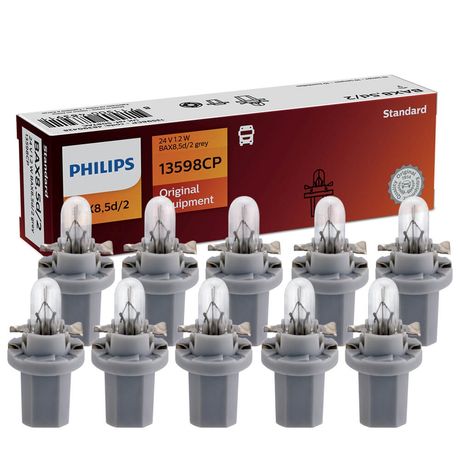 Kit 10 Lâmpada Philips Base Plástica 1,2w 24v Cinza Painel - Padrão