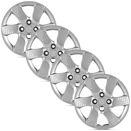Jogo 4 Calota Modelo Original Fiat Uno Way Prata Aro 14 Grid Calotas