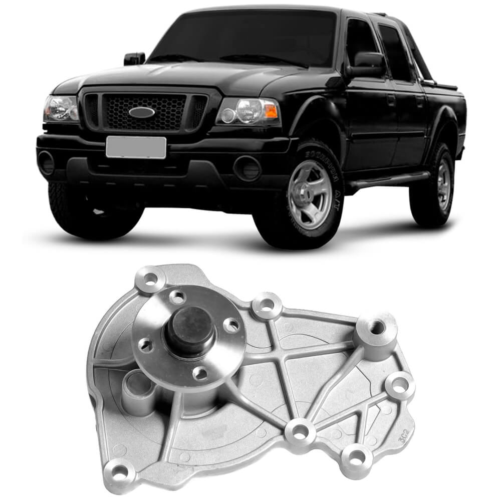 Imagem promocional da bomba d'água Indisa com veículo Ford Ranger ao fundo