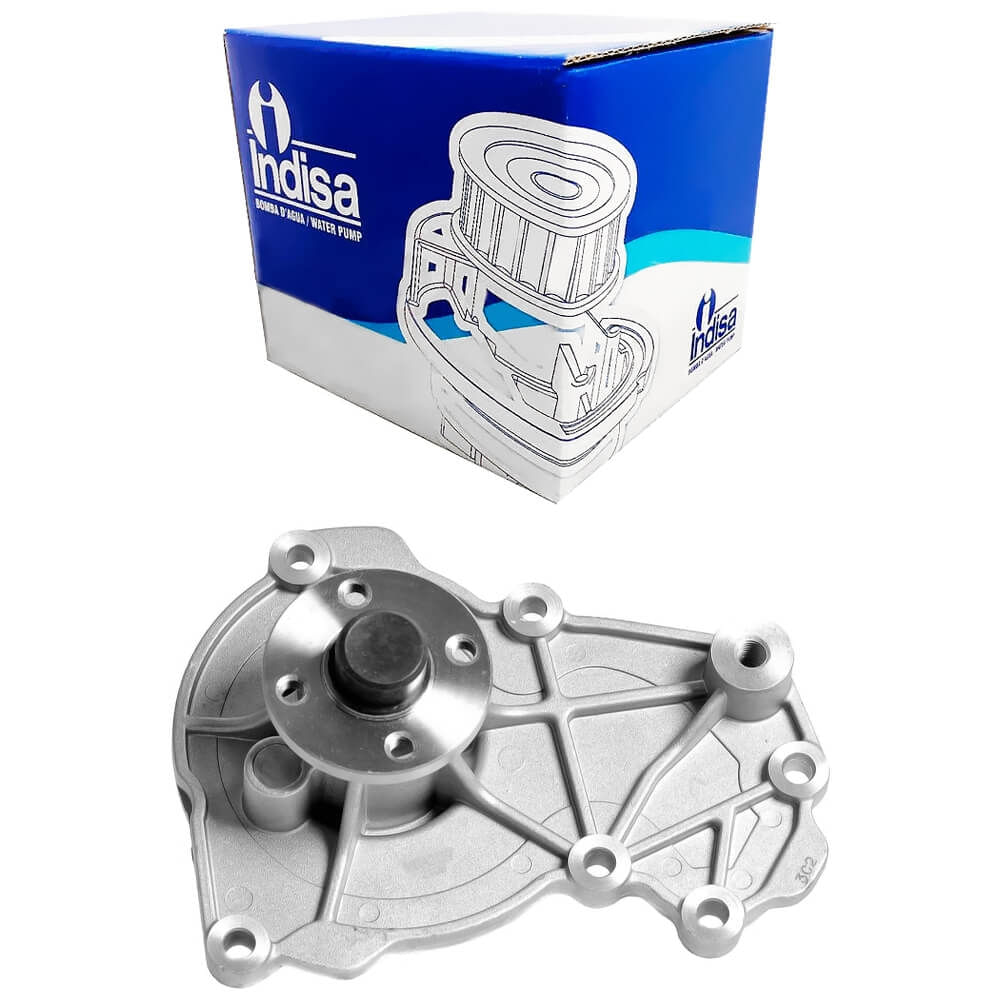 Bomba d'água metálica prateada da Indisa para Ford Ranger, vista em ângulo superior direito