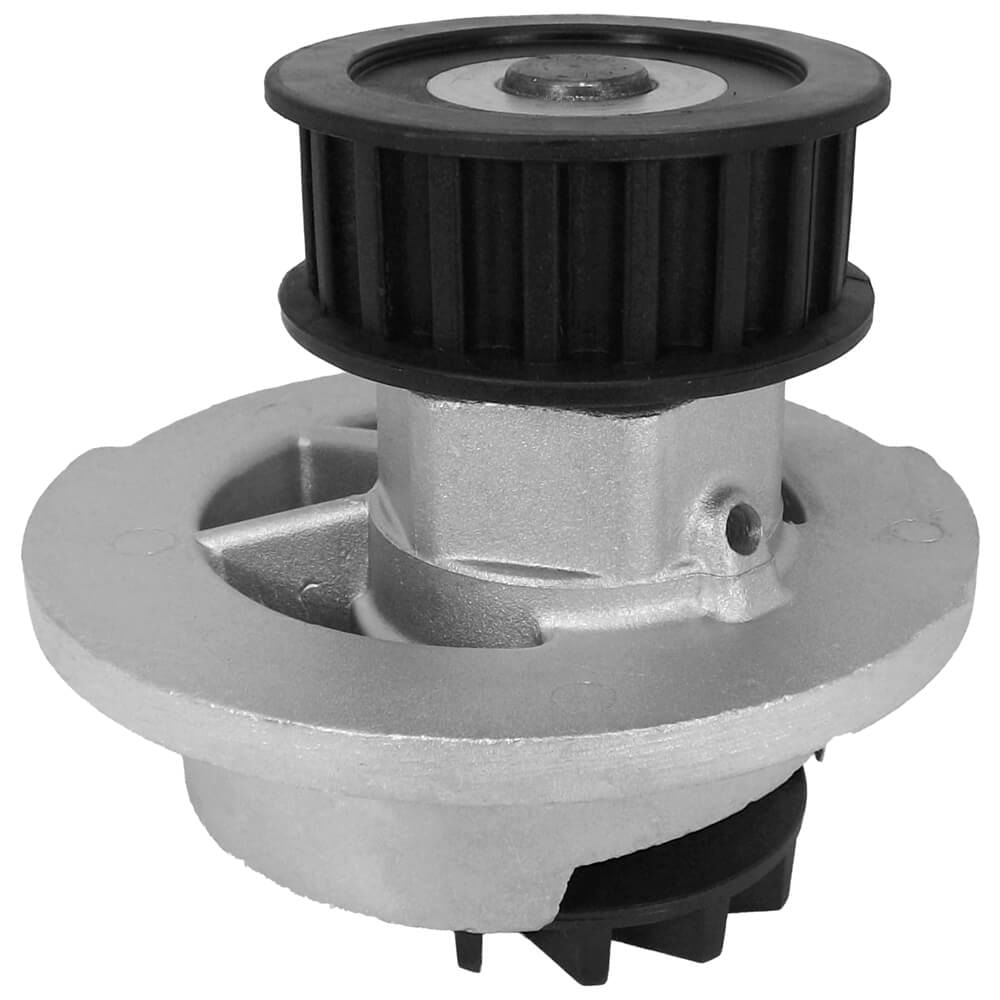 Close da bomba d'água Indisa para Chevrolet Tigra 1.6 98-99 mostrando detalhes do corpo metálico e polia