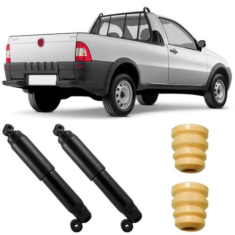 2 Amortecedor Fiat Strada 2001 a 2018 Traseiro Motorista Passageiro Monroe e Kit