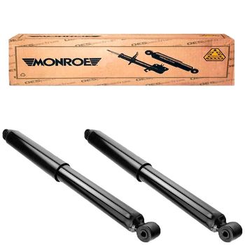 Amortecedores-traseiros-Monroe-para-F-250-Cummins-MWM-anos-1998-a-2012-mostrando-dois-itens-e-a-camionete-
