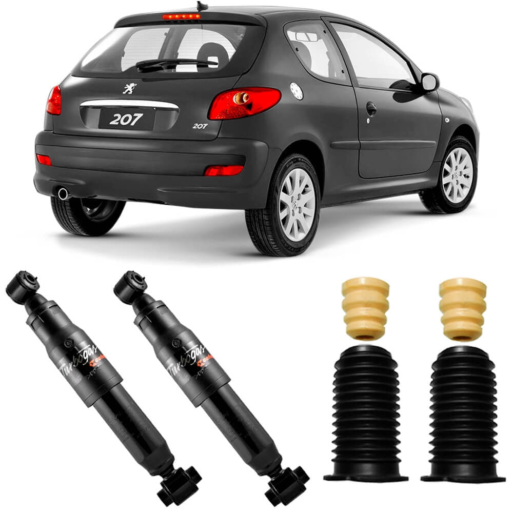 2 Amortecedor Peugeot 207 2009 a 2014 Traseiro Cofap e Kit - fortbras