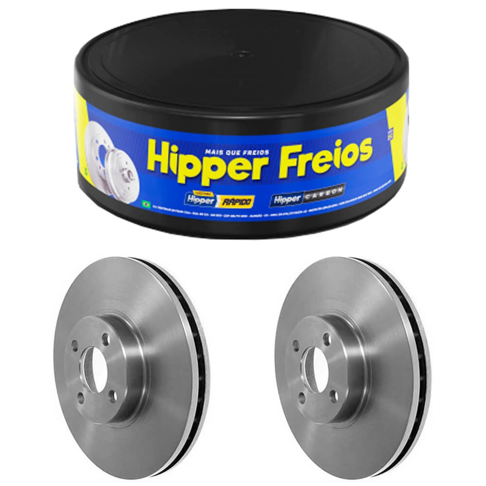 Par Disco Freio Dianteiro Ventilado Hipper Freios para Fiat Cronos 2018 a 2019