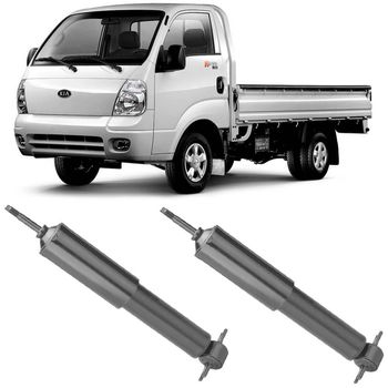 Amortecedores-dianteiros-Nakata-para-Kia-Bongo-4x2-de-1997-a-2018-em-destaque-com-caminhao-ao-fundo-