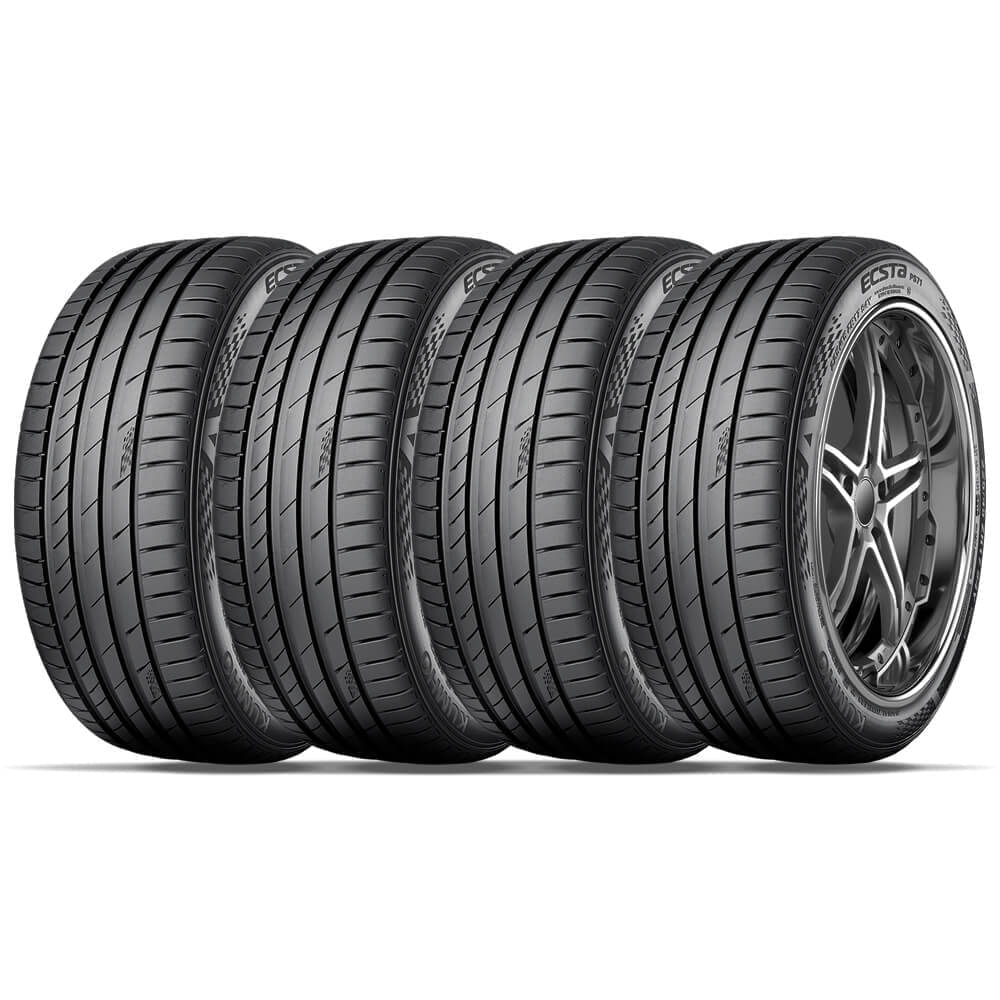 Etiqueta INMETRO mostrando eficiência energética, frenagem e ruído do pneu Kumho Ecsta PS71