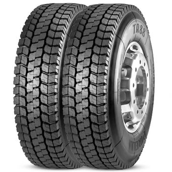 Kit-com-2-pneus-Pirelli-Aro-22-5-modelo-TR88-dimensao-295-80R22-5-ideal-para-veiculos-pesados-