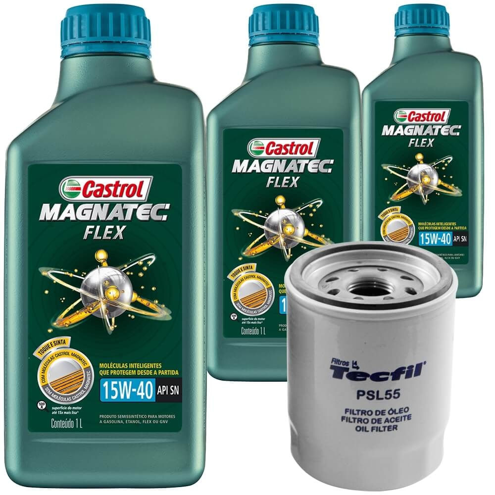 Kit c/3 Óleo Castrol 15W40 e Filtro de Óleo Strada 1.4 Flex 2010 - fortbras