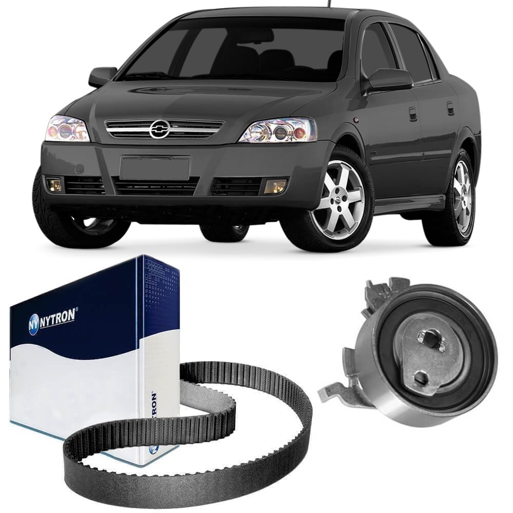 Chevrolet Astra com kit correia dentada Nytron em primeiro plano sobre fundo branco