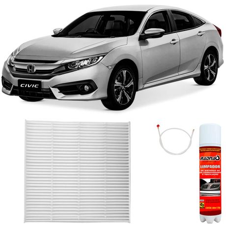 Kit Filtro Ar Cabine Higienizador Honda Civic 2017 Wega