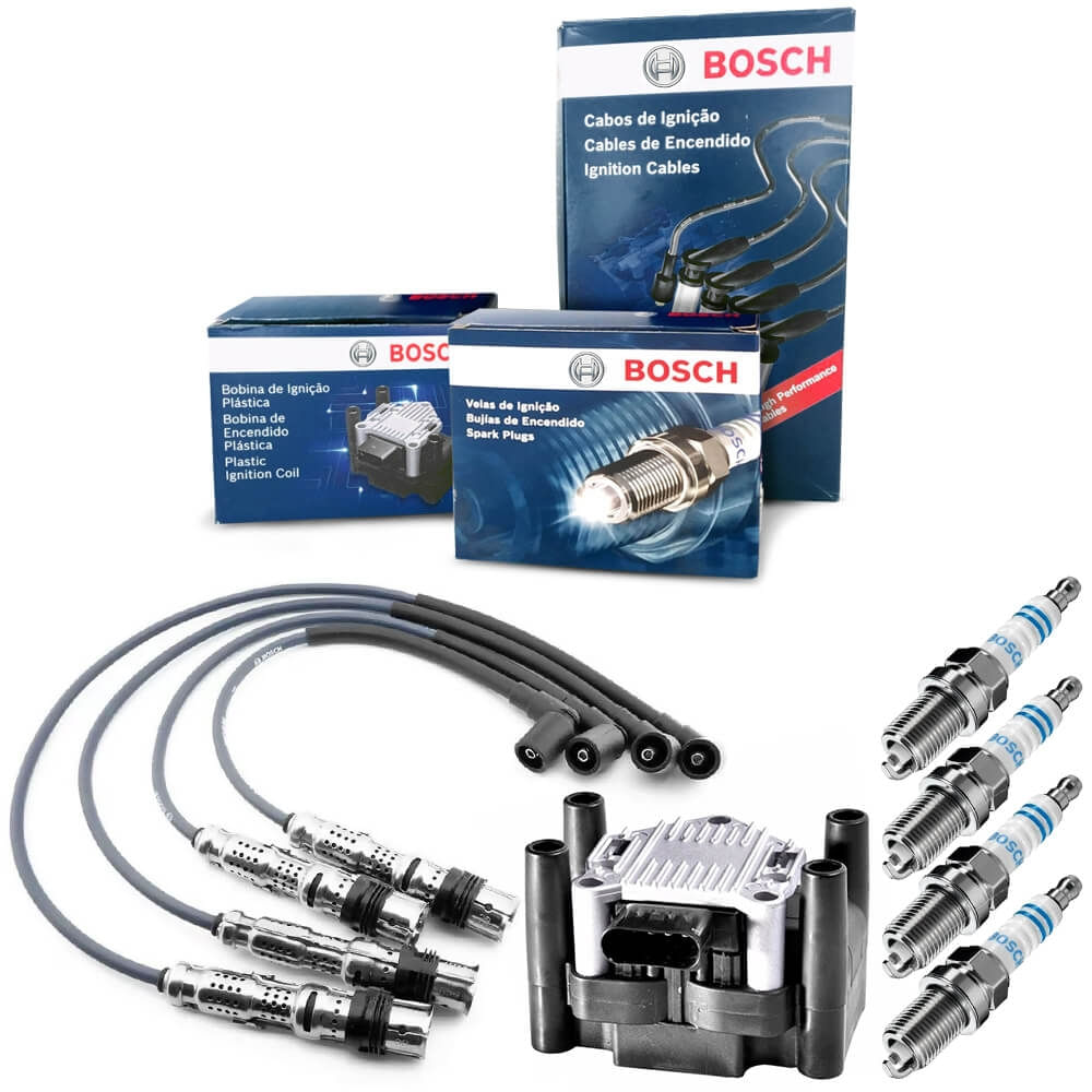 Kit Vela Cabo Bobina Bosch para VW Golf 1.6 8V 2008 a 2013
