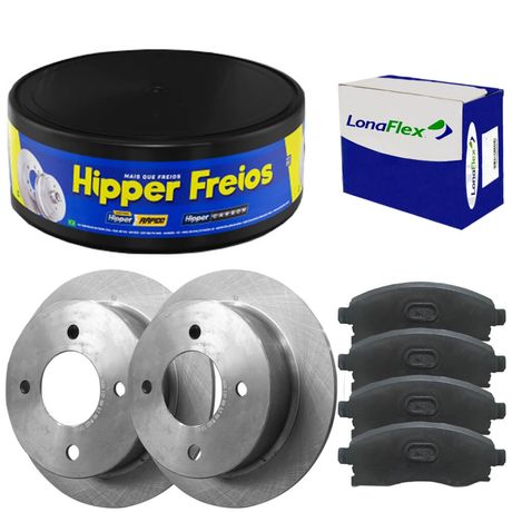 Kit Pastilha Disco Freio Fiorino 84 a 86 Dianteiro Sólido Bendix Lonaflex