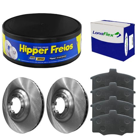 Kit Pastilha Disco Freio Pampa 85 a 97 Dianteiro Ventilado Varga Lonaflex