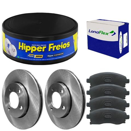 Kit Pastilha Disco Freio Escort 96 a 97 Dianteiro Ventilado Bendix Lonaflex