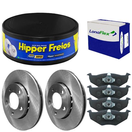Kit Pastilha Disco Freio Fox 2004 a 2015 Dianteiro Ventilado Bosch Lonaflex