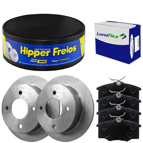 Kit Pastilha Disco Freio Parati 95 a 2009 Dianteiro Sólido Varga Lonaflex