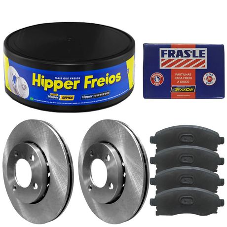 Kit Pastilha Disco Freio Escort 97 a 2003 Dianteiro Ventilado Bendix Frasle