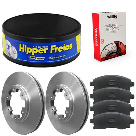 Kit Pastilha Disco Freio Frontier 2008 a 2013 Dianteiro Ventilado Willtec
