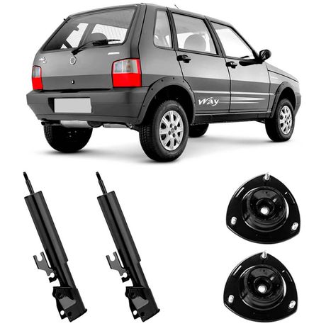 2 Amortecedor Fiat Uno Mille Way 2008 a 2013 Traseiro Cofap e Kit