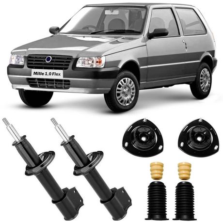 2 Amortecedor Fiat Uno Mille 88 a 2016 Dianteiro Motorista Passageiro Nakata e Kit
