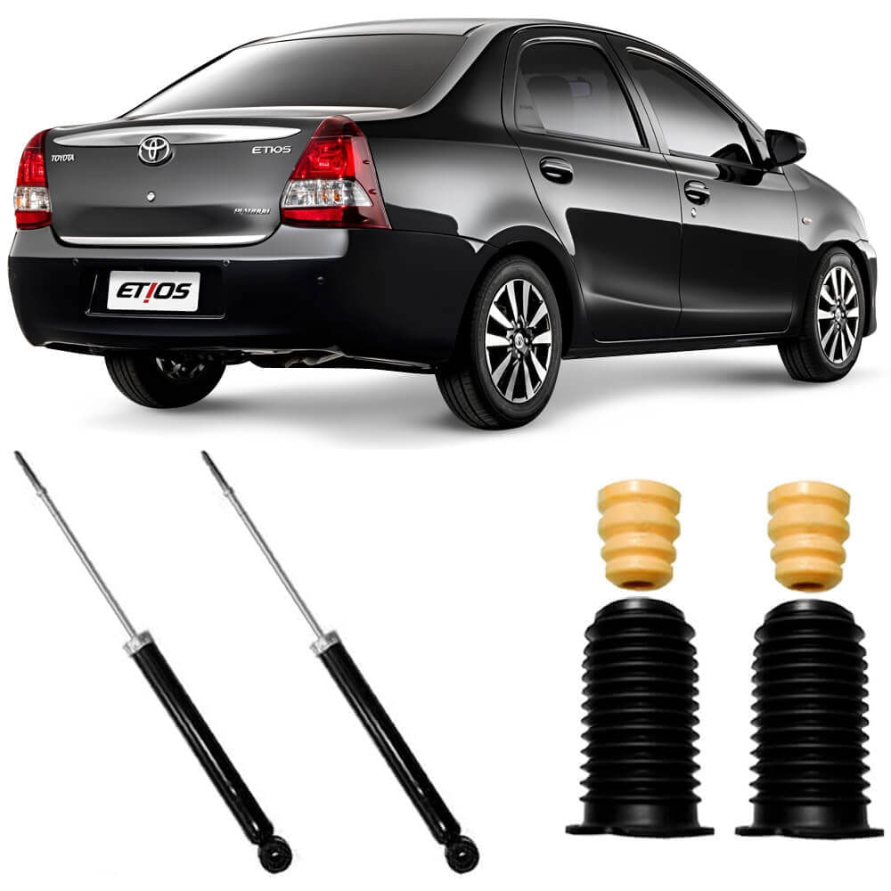 2 Amortecedor Toyota Etios 2013 a 2018 Traseiro Monroe e Kit fortbras