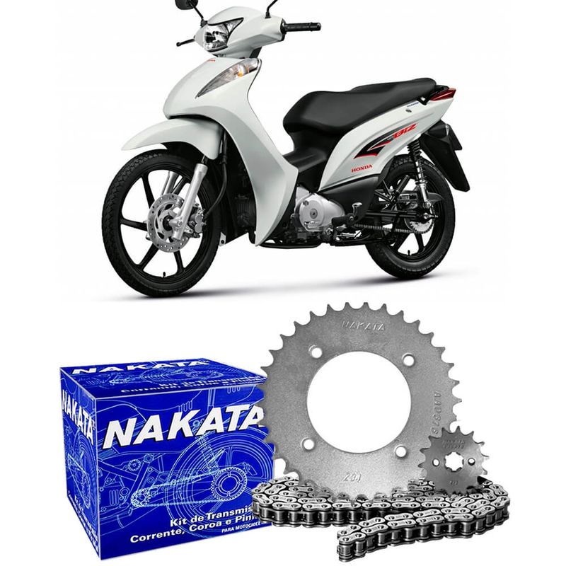 Kit Relacao Transmissao Moto Honda Biz 125 05 A 16 Nakata Fortbras