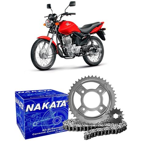 Kit Relação Transmissão Moto Honda CG 125 Fan 2009 a 2018 Nakata