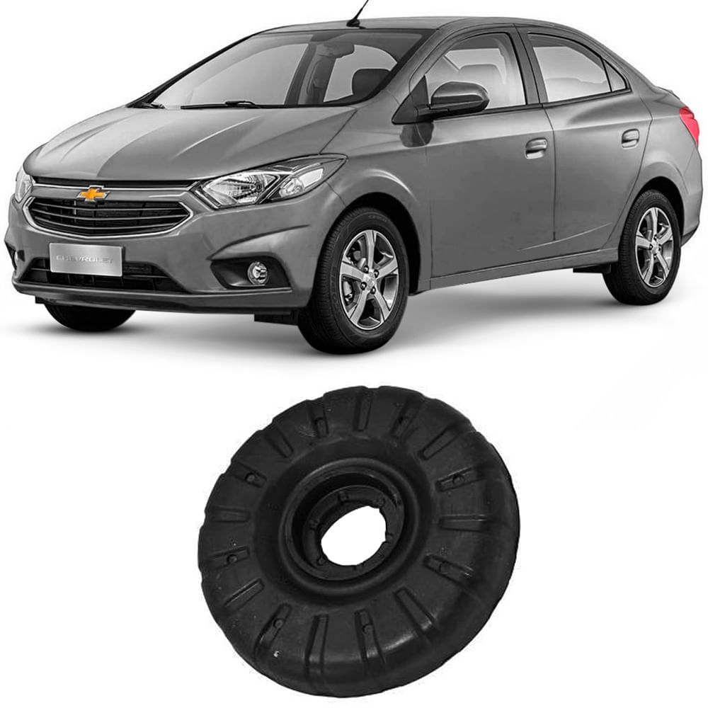 Coxim amortecedor com Chevrolet Prisma cinza ao fundo