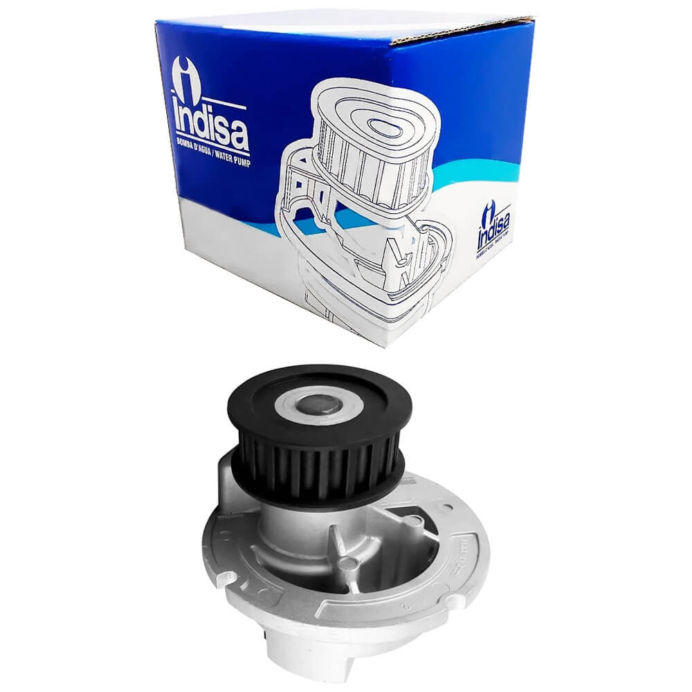 Bomba d'água metálica com polia preta da marca Indisa para Chevrolet Ômega