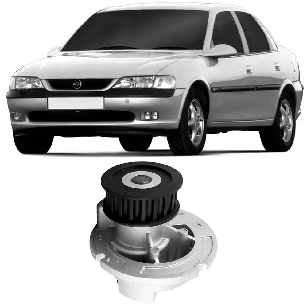 Bomba d'água Indisa em primeiro plano com Chevrolet Vectra ao fundo