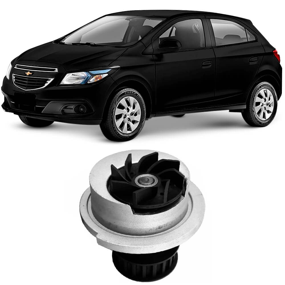 Chevrolet Onix preto e bomba d'água prateada Indisa