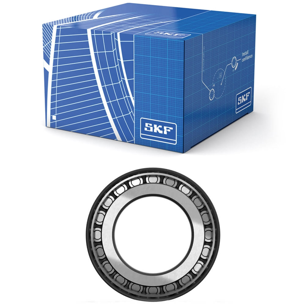 Embalaemem SKF azul com rolamento de roda em destaque