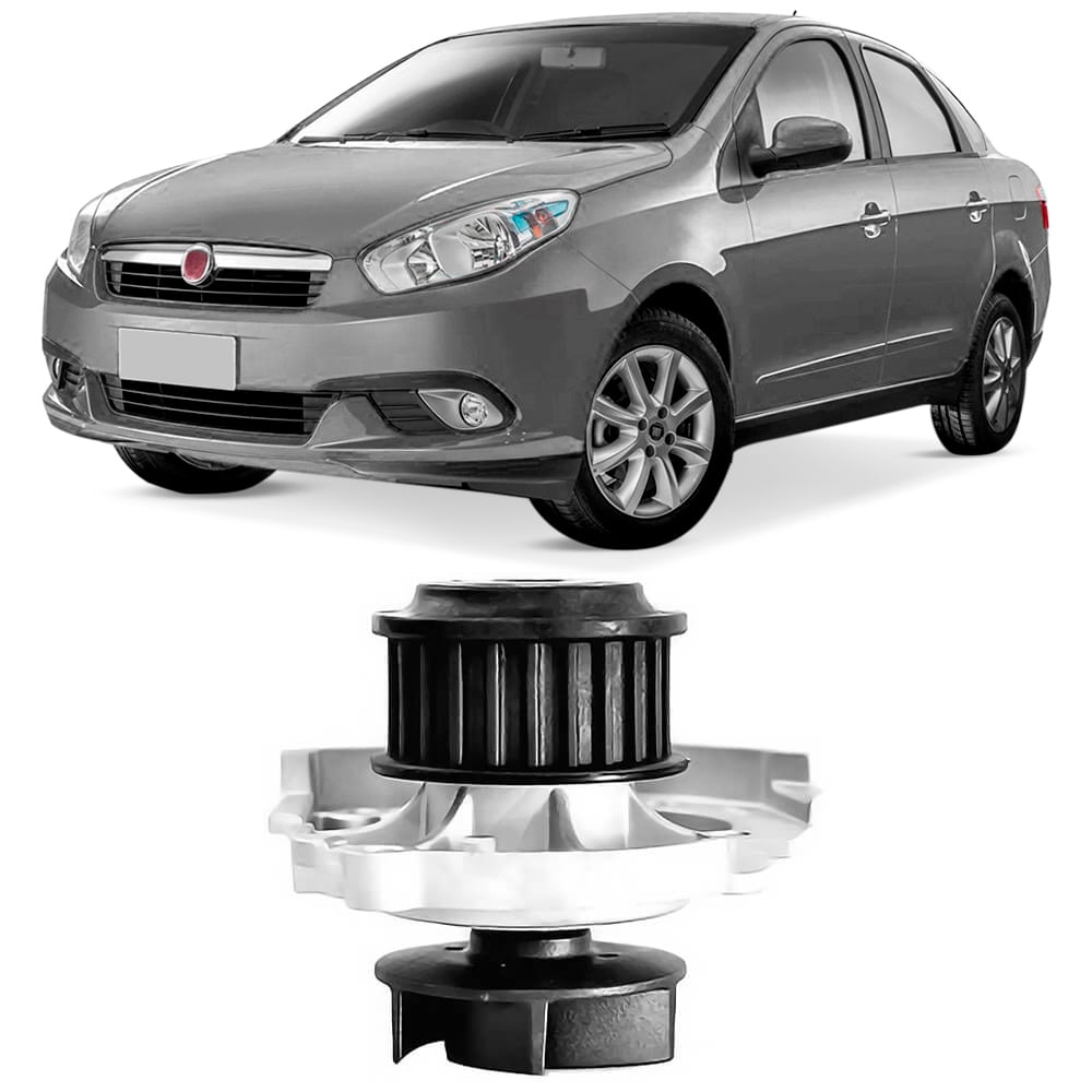 Bomba d'água Indisa para Fiat Grand Siena 1.4 8V anos 2012-2018, corpo metálico prateado
