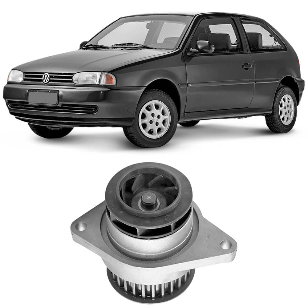 Bomba d'água Indisa com Volkswagen Gol G2 ao fundo