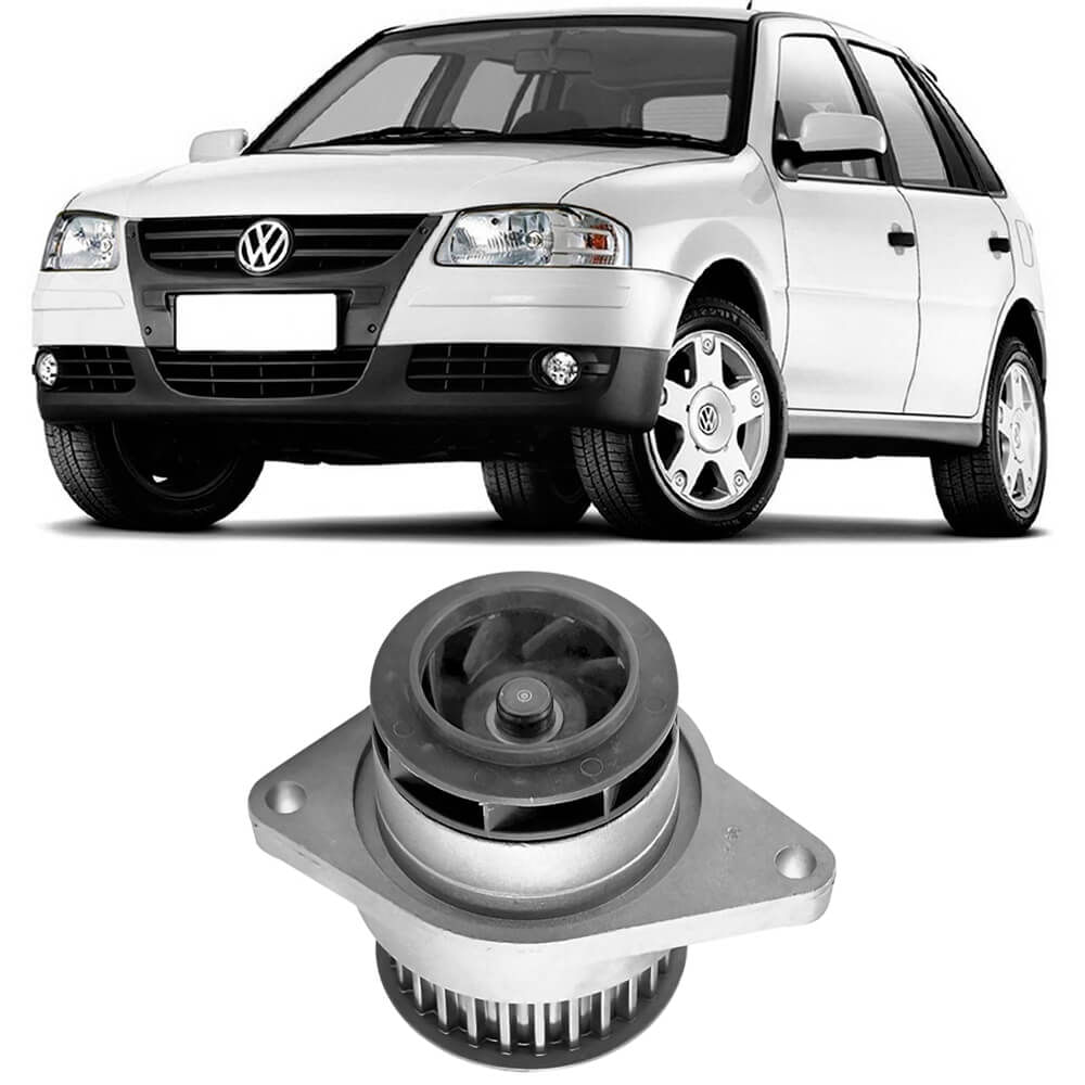 Bomba d'água Volkswagen Gol G3 G4 com veículo ao fundo