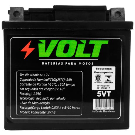 Bateria Moto Honda CG 150 Volt 5VT Selada 5Ah 12v