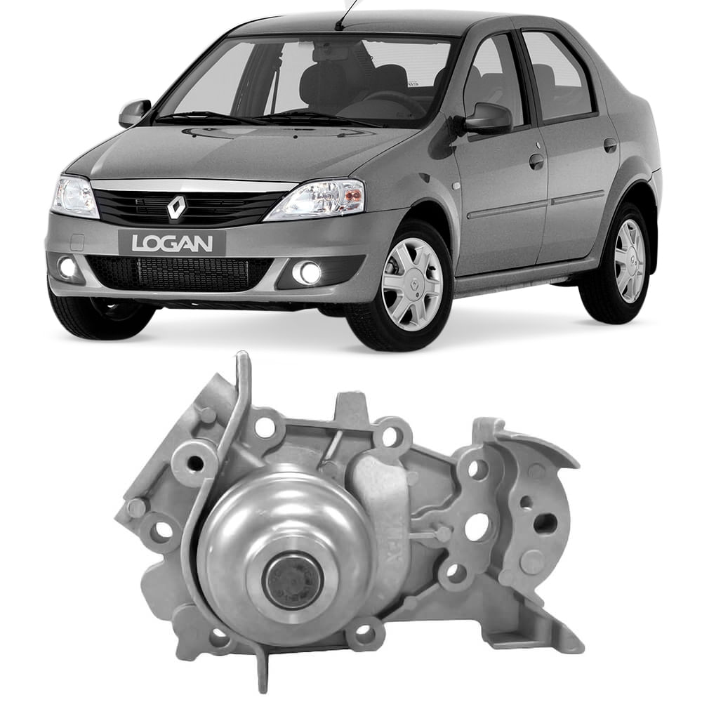 Bomba d'água metálica Indisa em primeiro plano com Renault Logan ao fundo