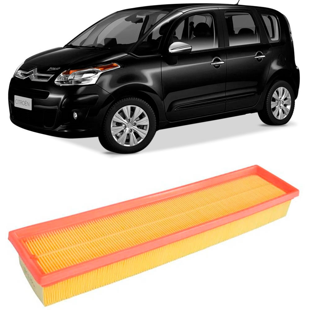 Filtro de ar Wega para Citroën C3 Picasso 2012-2015 com borda laranja e corpo amarelo