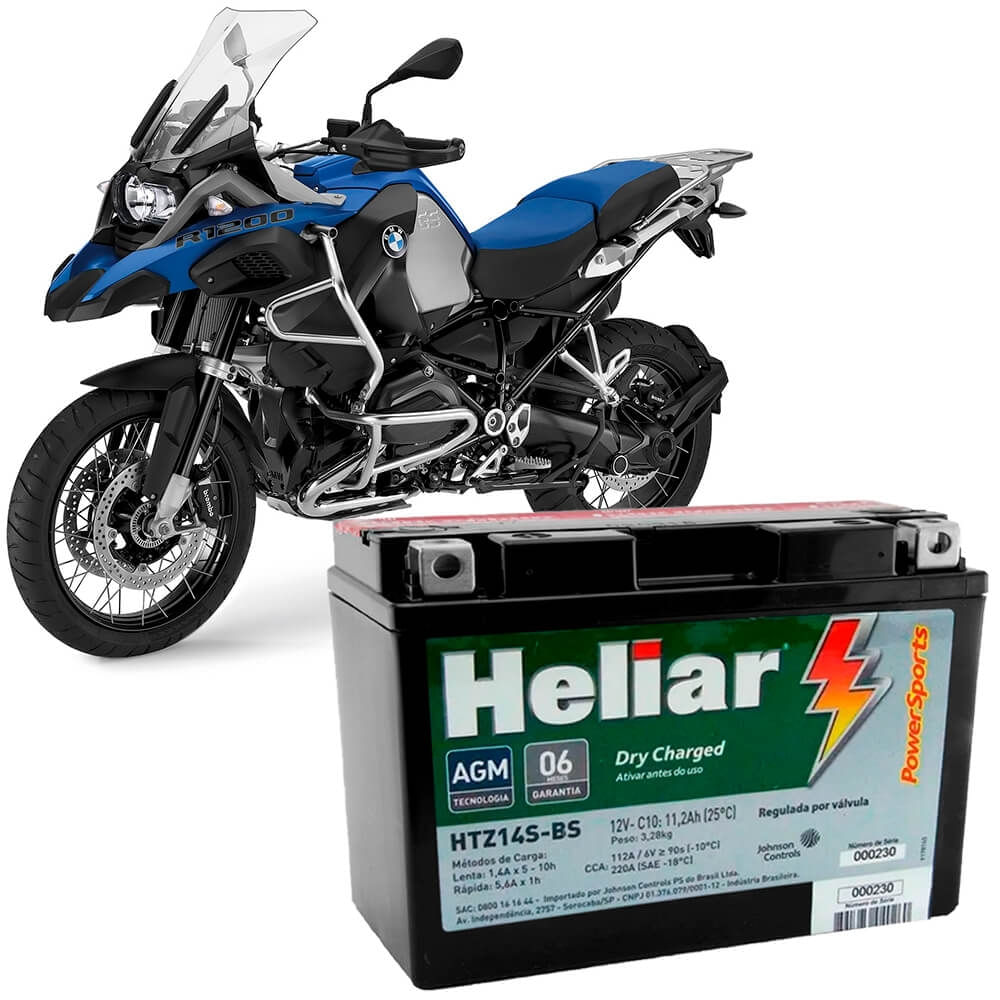Bateria Moto Bmw R 1200 Gs Adventure Heliar HTZ14SBS PowerSports Selada ...