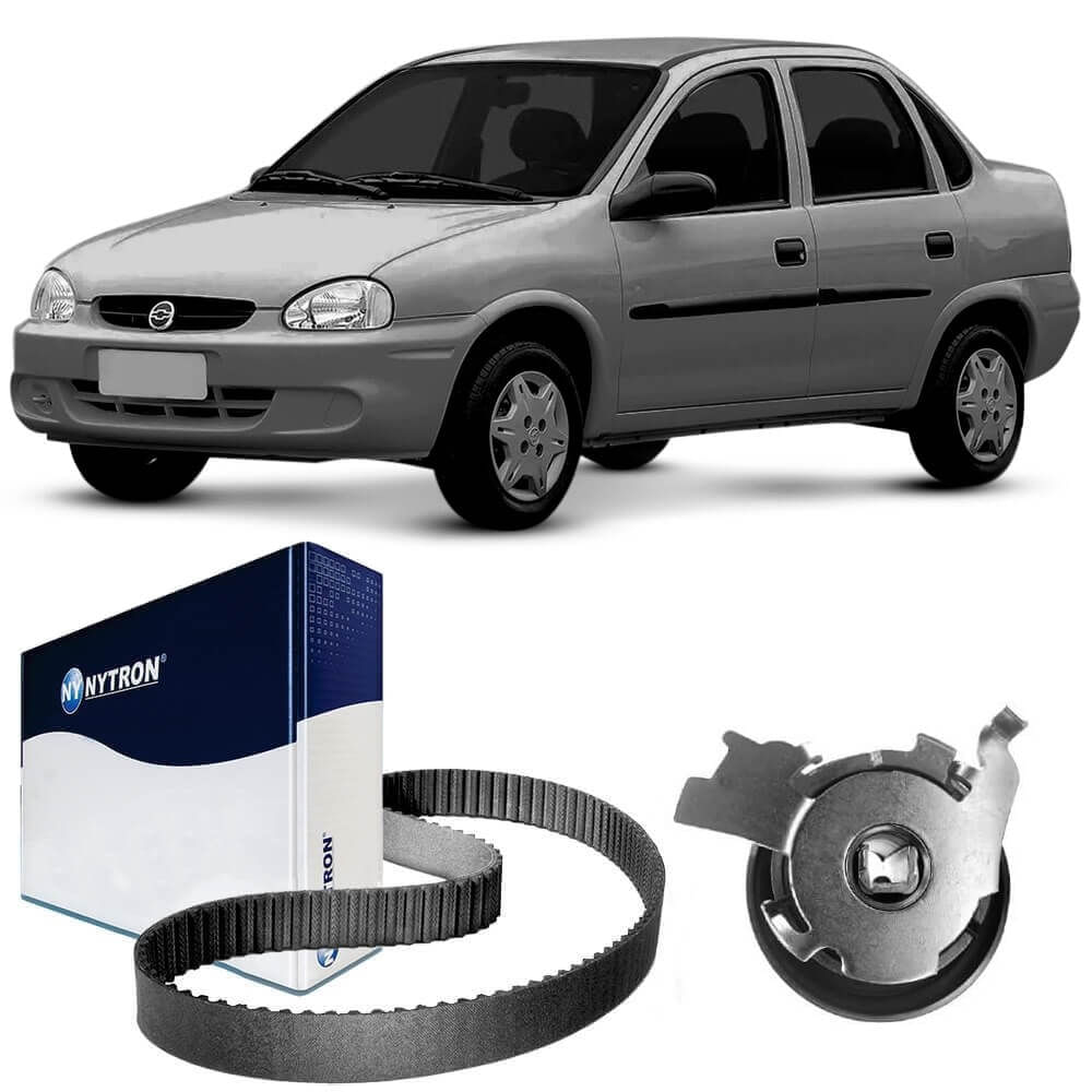 Corsa Classic com Kit Correia Dentada Nytron ao lado da embalagem
