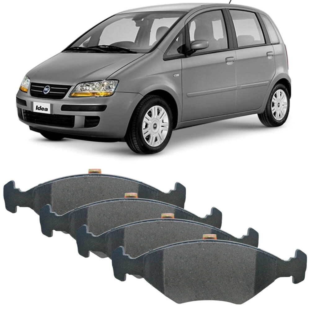 Fiat Idea com pastilhas de freio ilustrando aplicação do produto