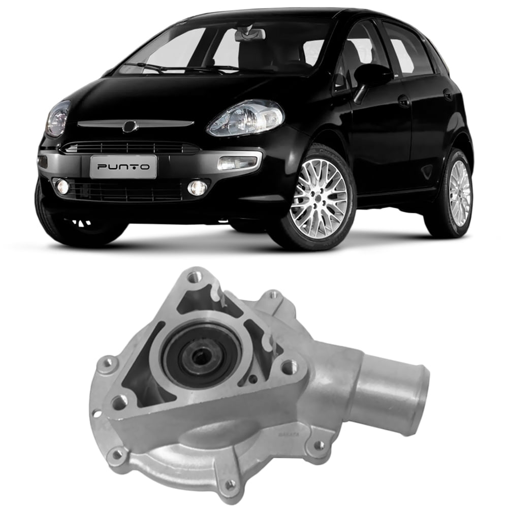 Bomba d'água Nakata com Fiat Punto preto em fundo branco