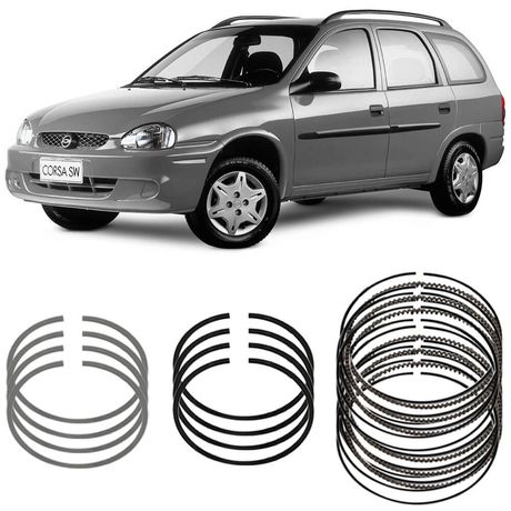 Jogo Anel Segmento STD Chevrolet Corsa Wagon 1.6 97 a 2002 Metal Leve