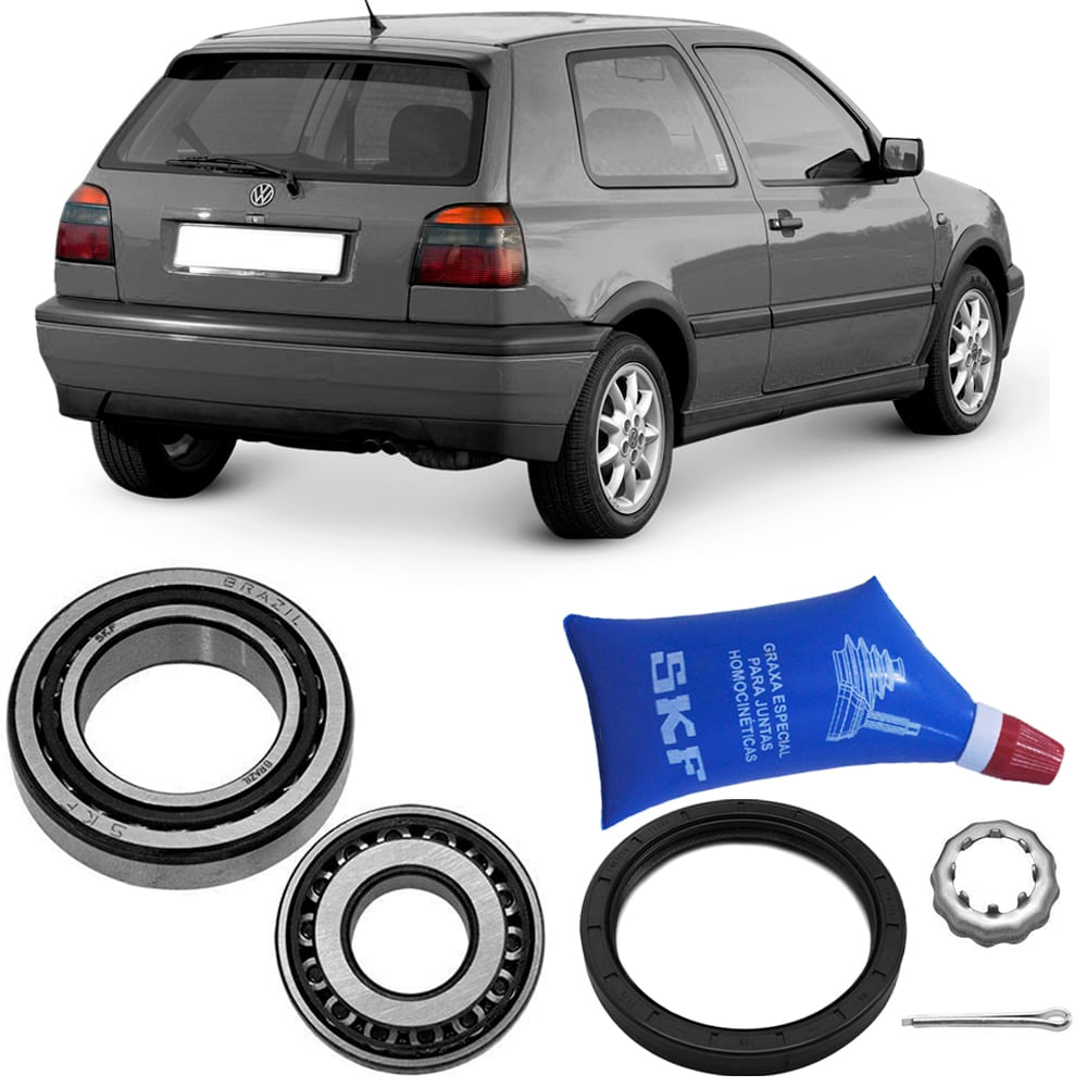 Kit rolamento de roda SKF para Volkswagen Golf 94-98 visto com veículo ao fundo