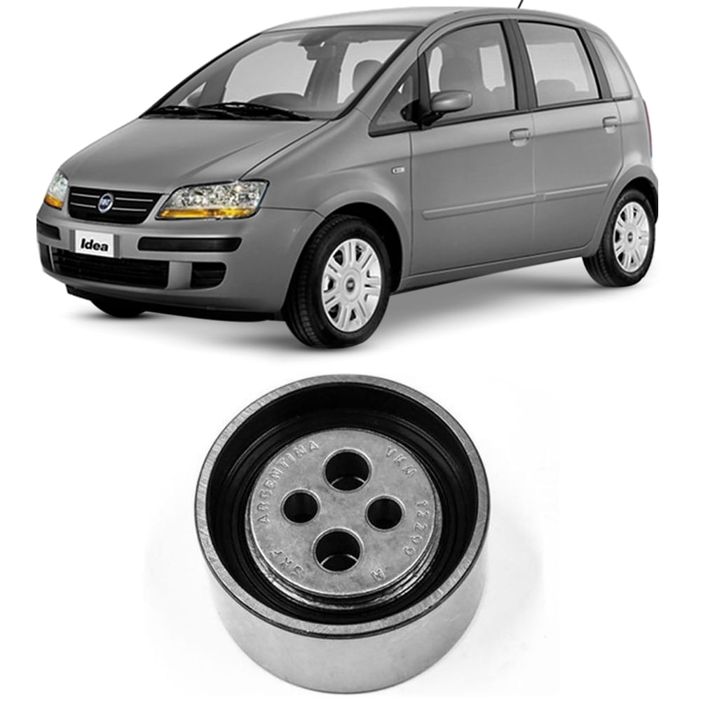 Fiat Idea com tensor de correia dentada compatível - vista do veículo e peça