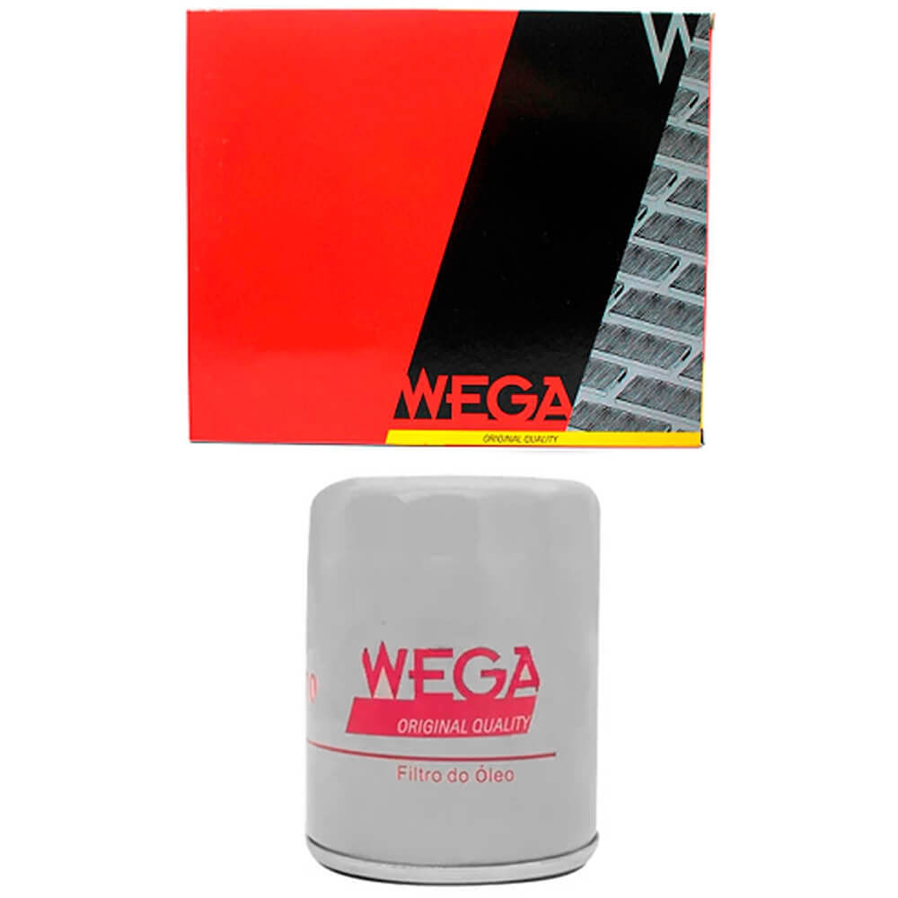 Filtro de óleo Wega com embalagem vermelha e preta